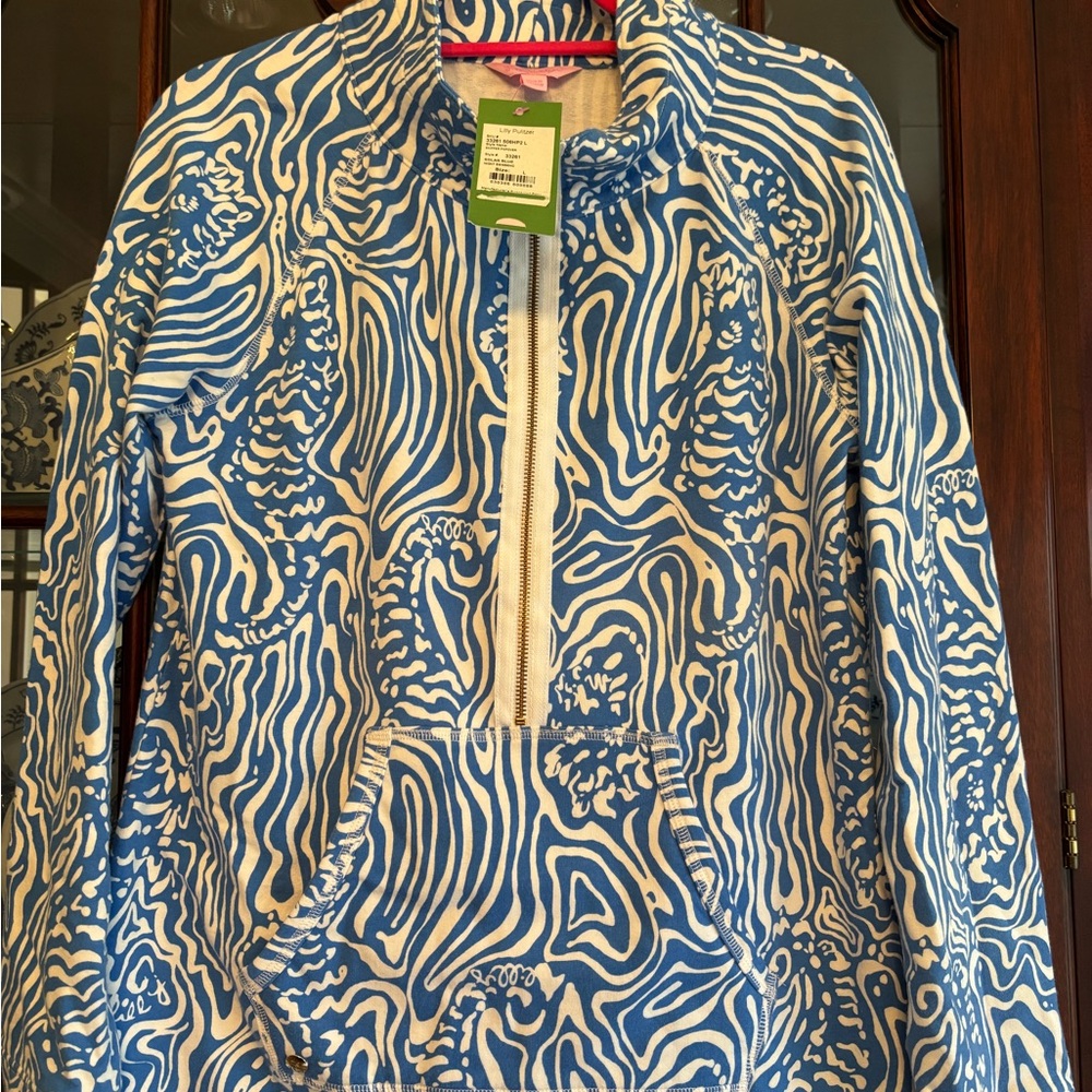 Lilly Pulitzer NWT Blue and White Night Swimming Popover